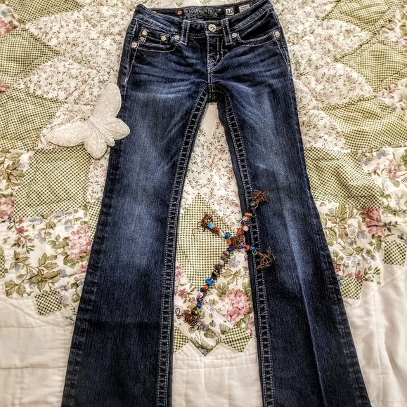 Miss Me Girls Boot Cut Embellish Silver Stitch 10 - Picture 5 of 7